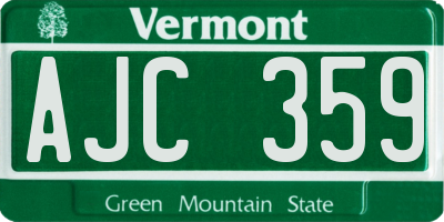 VT license plate AJC359