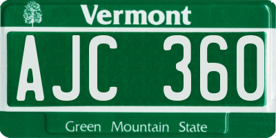 VT license plate AJC360
