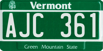 VT license plate AJC361