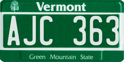 VT license plate AJC363
