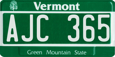 VT license plate AJC365