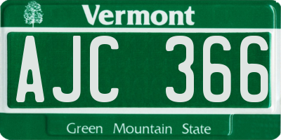 VT license plate AJC366
