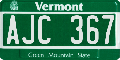 VT license plate AJC367