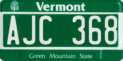 VT license plate AJC368