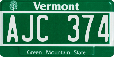 VT license plate AJC374