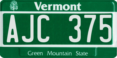 VT license plate AJC375