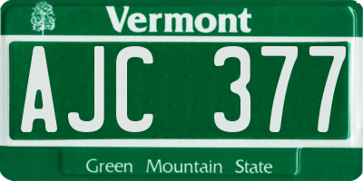 VT license plate AJC377