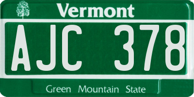 VT license plate AJC378