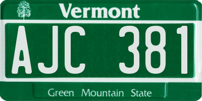 VT license plate AJC381