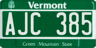 VT license plate AJC385