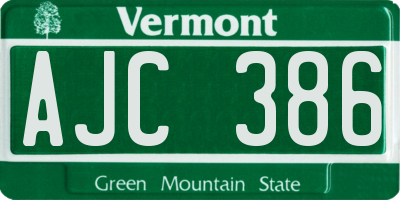 VT license plate AJC386