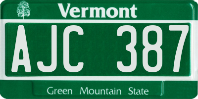 VT license plate AJC387