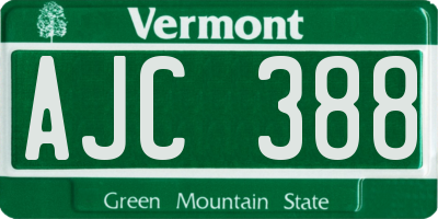 VT license plate AJC388