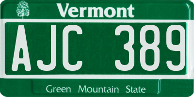VT license plate AJC389