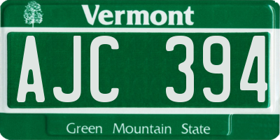 VT license plate AJC394