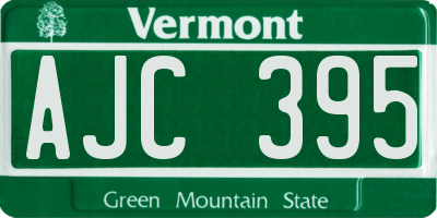 VT license plate AJC395