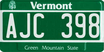 VT license plate AJC398