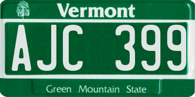 VT license plate AJC399
