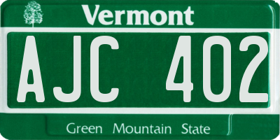 VT license plate AJC402