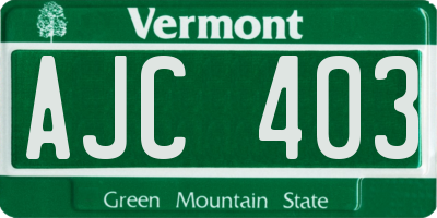VT license plate AJC403