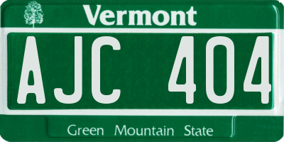 VT license plate AJC404