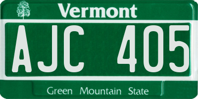 VT license plate AJC405