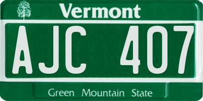 VT license plate AJC407