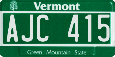 VT license plate AJC415