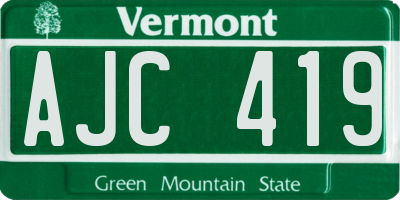 VT license plate AJC419
