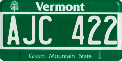 VT license plate AJC422