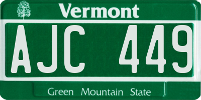 VT license plate AJC449
