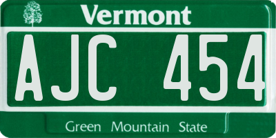 VT license plate AJC454
