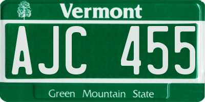 VT license plate AJC455