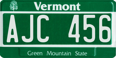 VT license plate AJC456