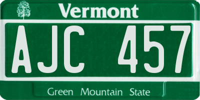 VT license plate AJC457