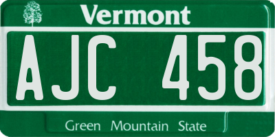 VT license plate AJC458