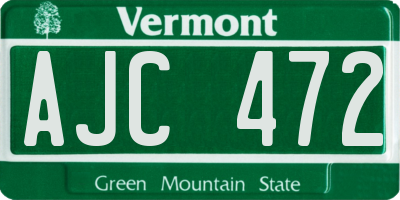 VT license plate AJC472