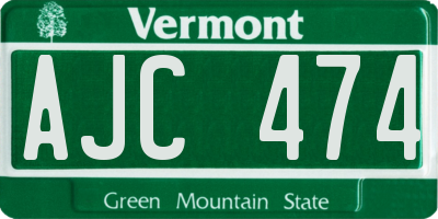 VT license plate AJC474