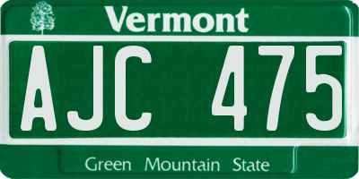 VT license plate AJC475