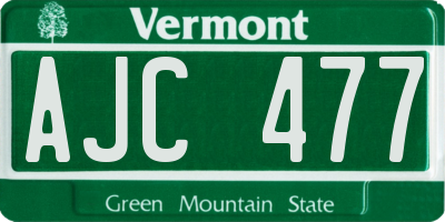 VT license plate AJC477