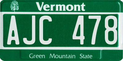 VT license plate AJC478