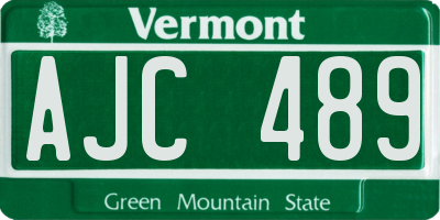 VT license plate AJC489