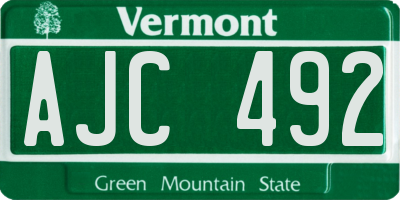 VT license plate AJC492