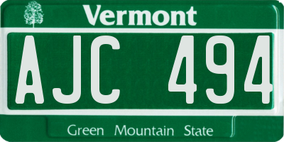 VT license plate AJC494