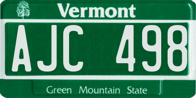 VT license plate AJC498