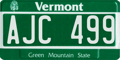 VT license plate AJC499