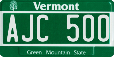 VT license plate AJC500