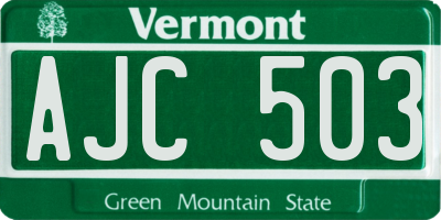 VT license plate AJC503