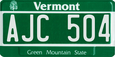 VT license plate AJC504