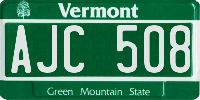 VT license plate AJC508